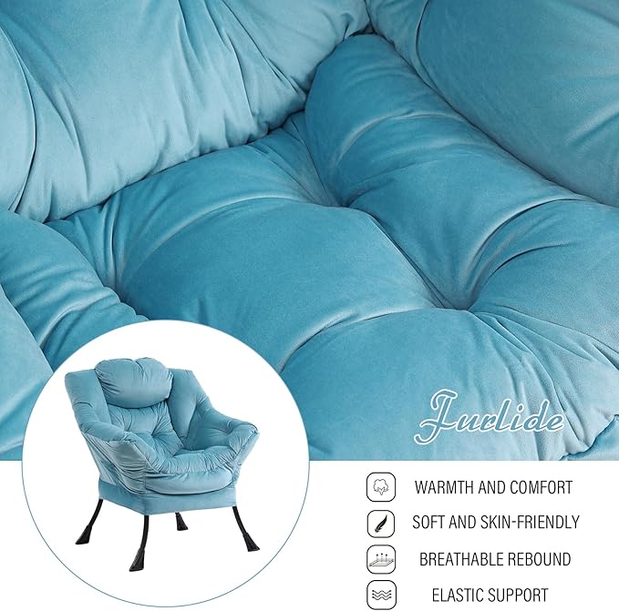 Lazy Chair with Ottoman, Modern Chair with Folding Footrest, Lounge Accent Chair - Image 7
