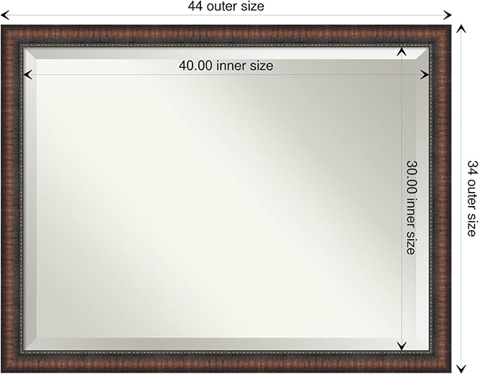 Amanti Art Brown Wall Mirror 34x44 Caleb Brown Rectangle Bathroom Mirror - Image 4
