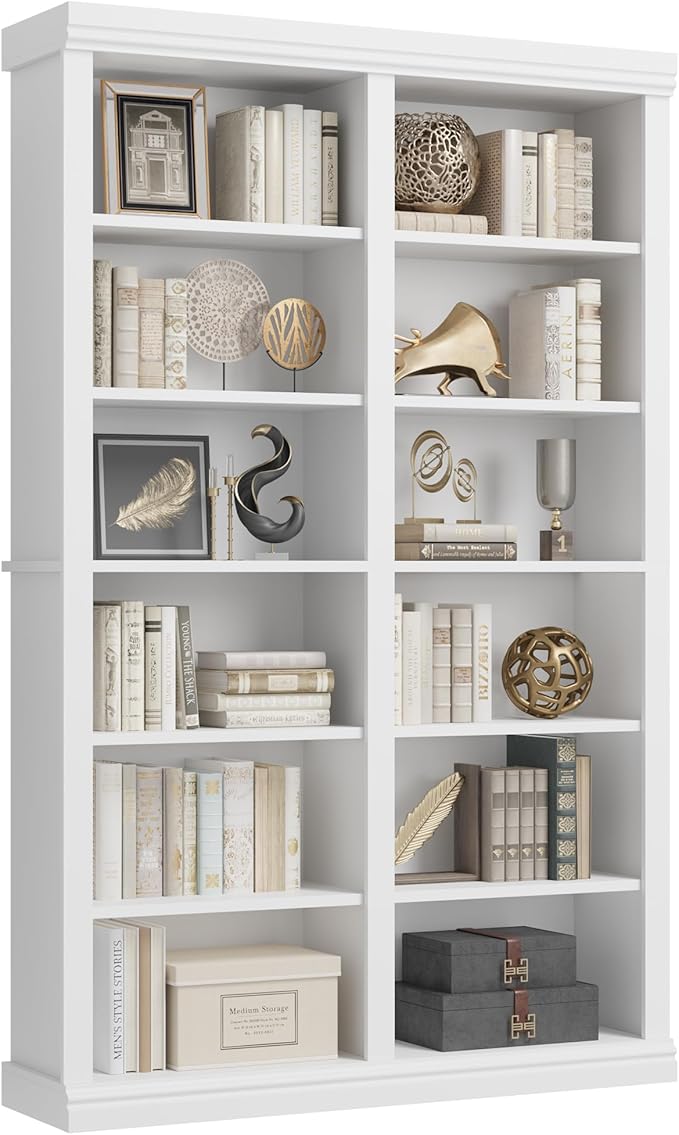 74.5" Tall Bookshelf with Double Storage, Extra Large Bookshelf, 6-Tier Double by SLEKVERSA