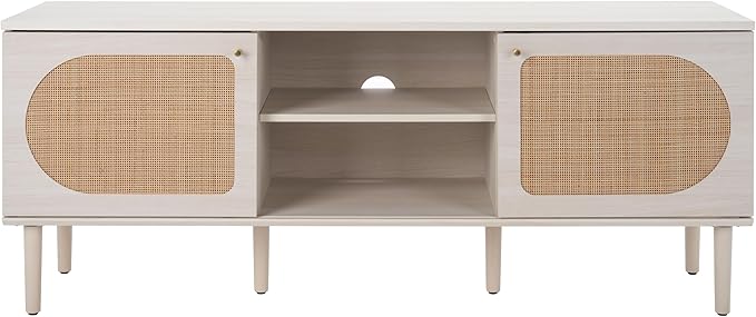 SAFAVIEH Claude TV Stand for up to 65" Flatscreen – Bleached White & Natural - Image 8