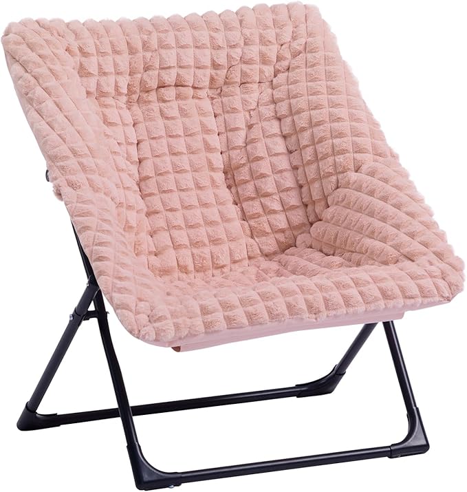 HollyHOME X-Large Saucer Chair, Comfy Oversized Folding Chair, Faux-Fur Reading by HollyHOME