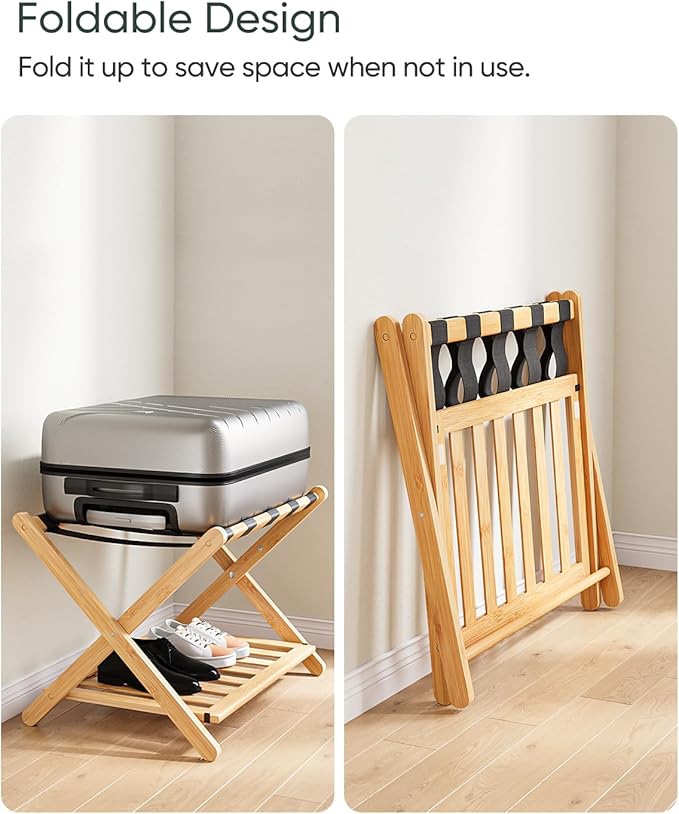 Fully Assembled Luggage Racks Pack of 2, Folding Suitcase Stand - Image 3