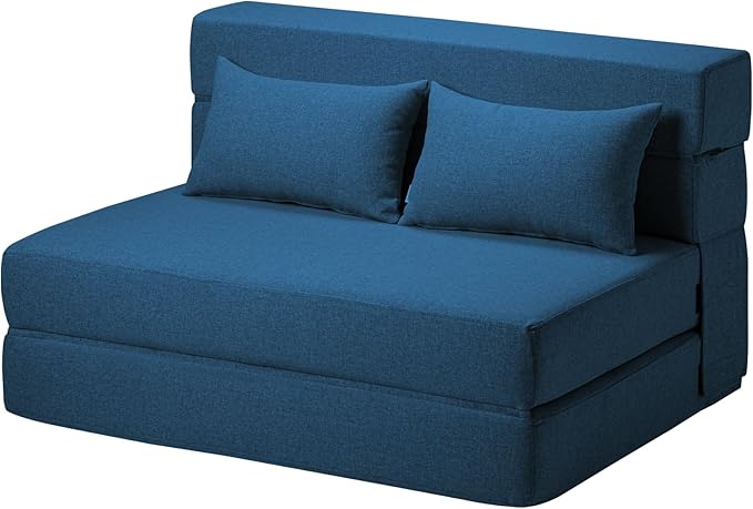 Folding Sofa Bed with Pillows- Convertible Chair Floor Couch & Sleeping Mattress by SUYOLS
