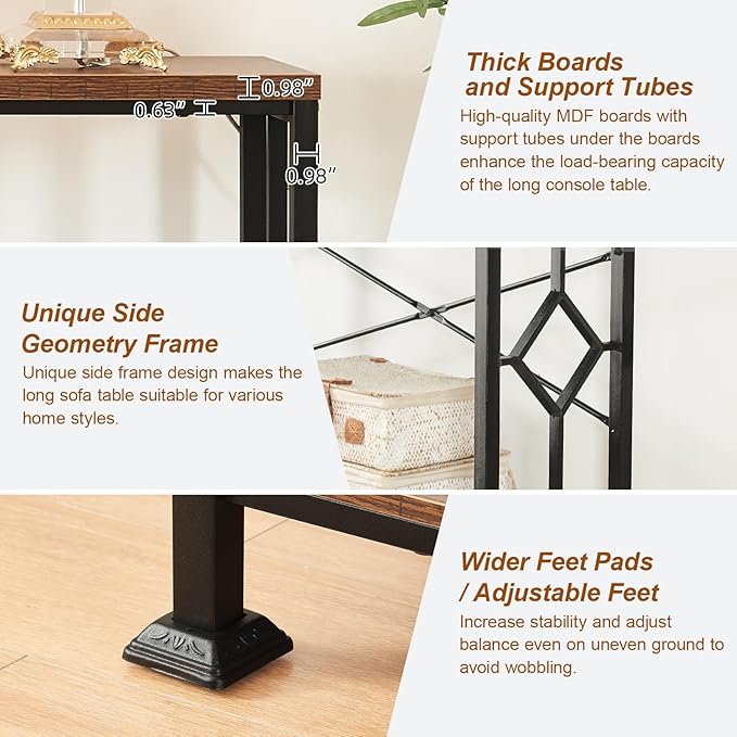 HOMISSUE Long Entryway Console Table, 70.9" Industrial Narrow Sofa Tables - Image 5