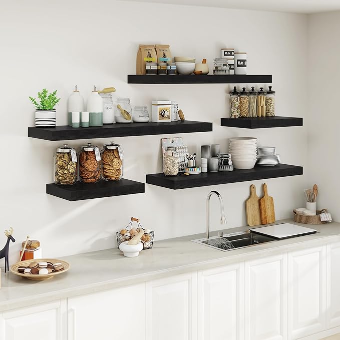 Heimlove Black Bathroom Shelves Floating Shelves - Image 7