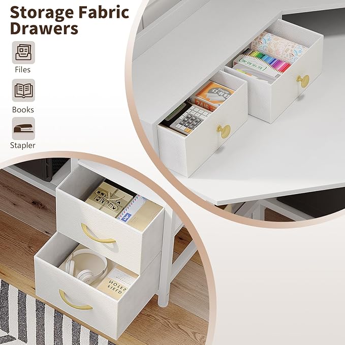 Corner Desk with 6 Drawers Shelves - Image 7