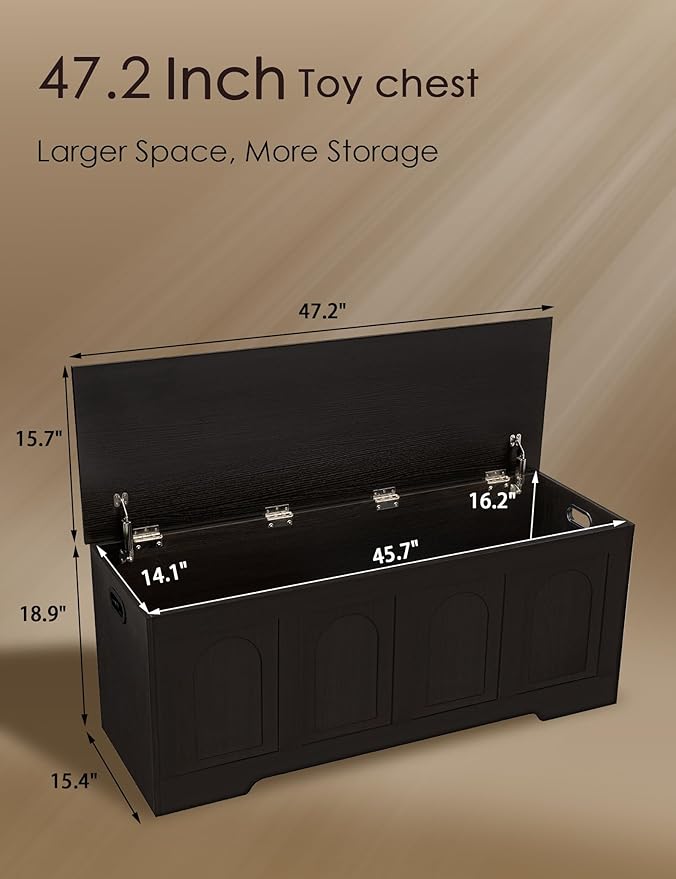 DINZI LVJ Storage Chest, 47.2”Wooden Storage Box - Image 3