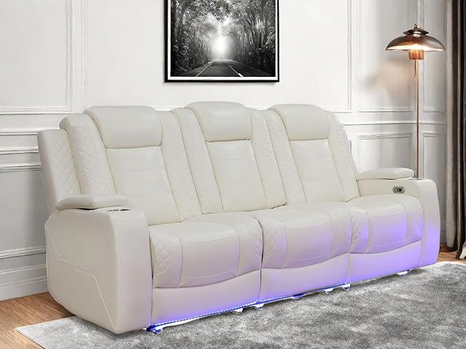 Leather Recliner Sofa Couch, 3-Seater Home Theater Seating Reclining Sofa - Image 6