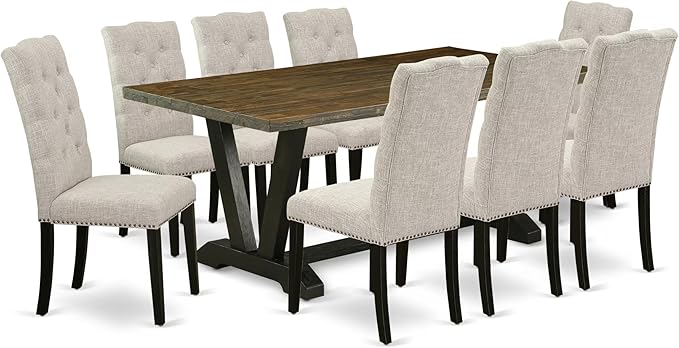 East West Furniture V677EL635-9 9 Piece Kitchen Table Set Includes a Rectangle by EastWestFurniture