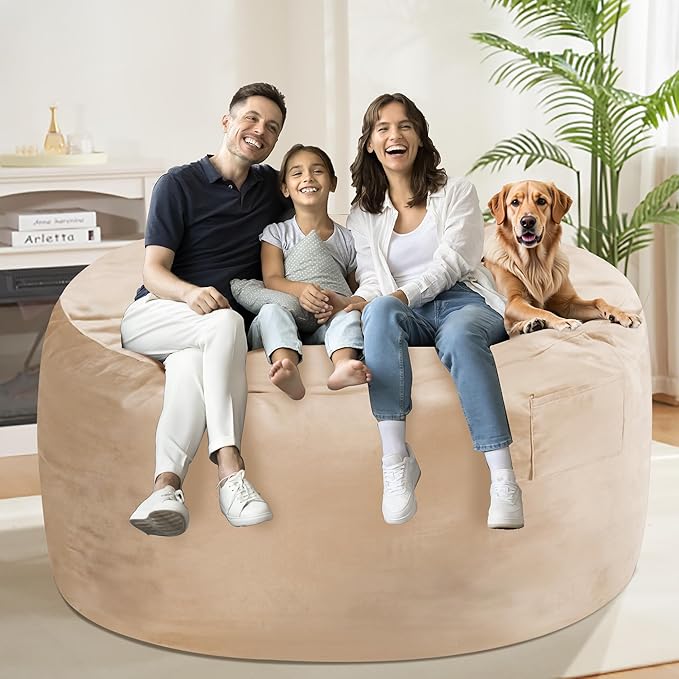 HABUTWAY Bean Bag Chair: Giant 5' Memory Foam Furniture Bean Bag Chair - 5Ft - Image 5