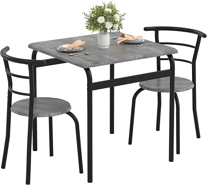 VECELO 3 Piece Dining Table & Chairs Set - Image 8