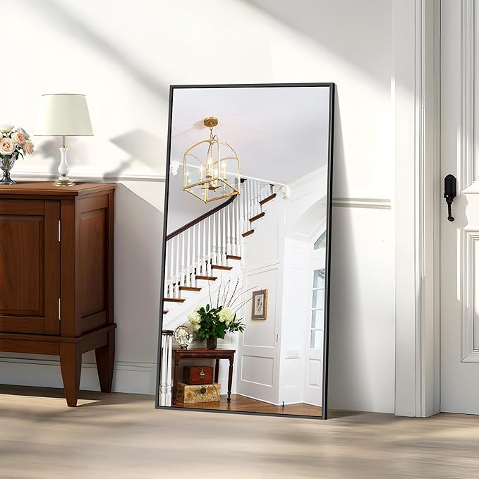 KOCUUY 24x48 Inch Large Black Wall Mounted Mirror, Aluminum Framed Decorative - Image 5