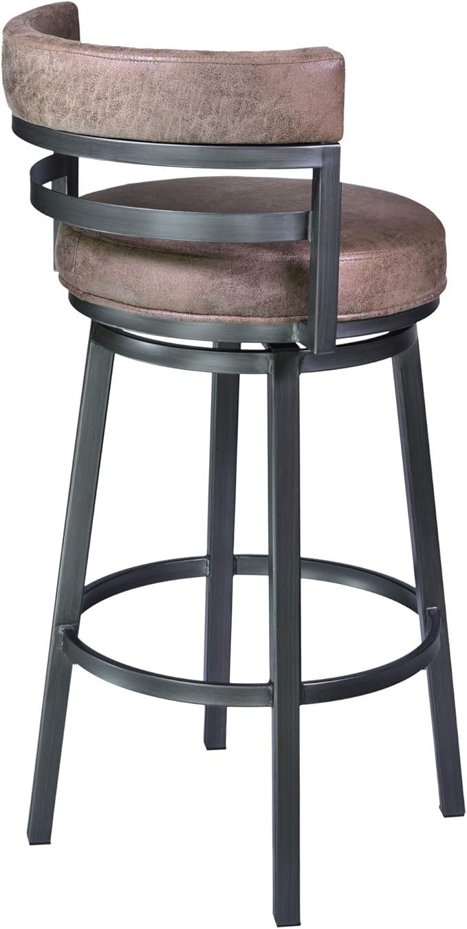 Armen Living Madrid 26" Seat Height Swivel Bandero Tobacco Faux Leather and - Image 3