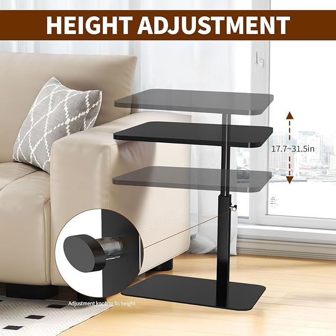 C Table for Sofa, C Table Adjustable Height, Living Room/Bedroom Small C Side - Image 6