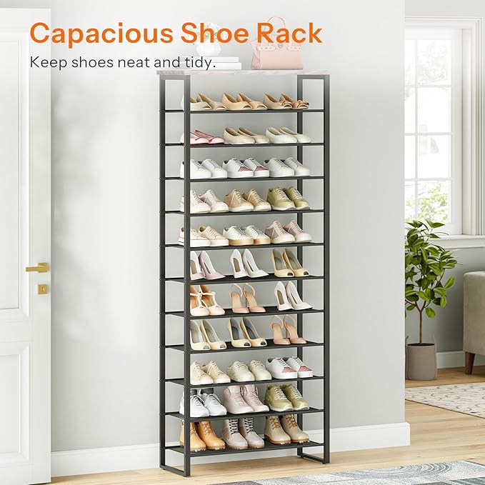 HOOBRO Shoe Rack, 12-Tier Shoe Storage Organizer, Large Capacity Shoe Shelf - Image 6