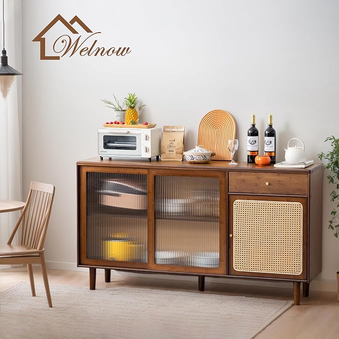 Welnow Buffet Cabinet, Bamboo Sideboard - Image 7