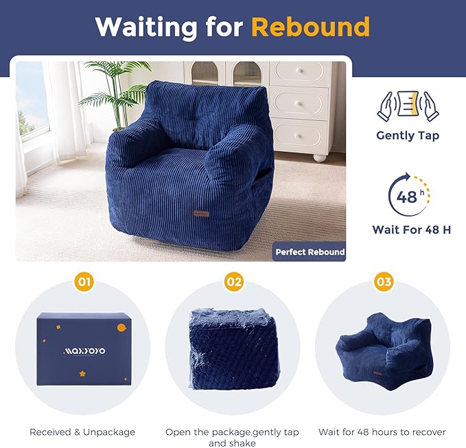MAXYOYO Bean Bag Chair, Tufted Bean Bag Couch Lazy Chair, Living Room Sofa Couch - Image 5