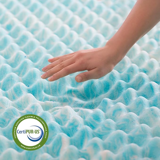 Linenspa 2 Inch Convoluted Gel Swirl Memory Foam Mattress Topper - Image 5