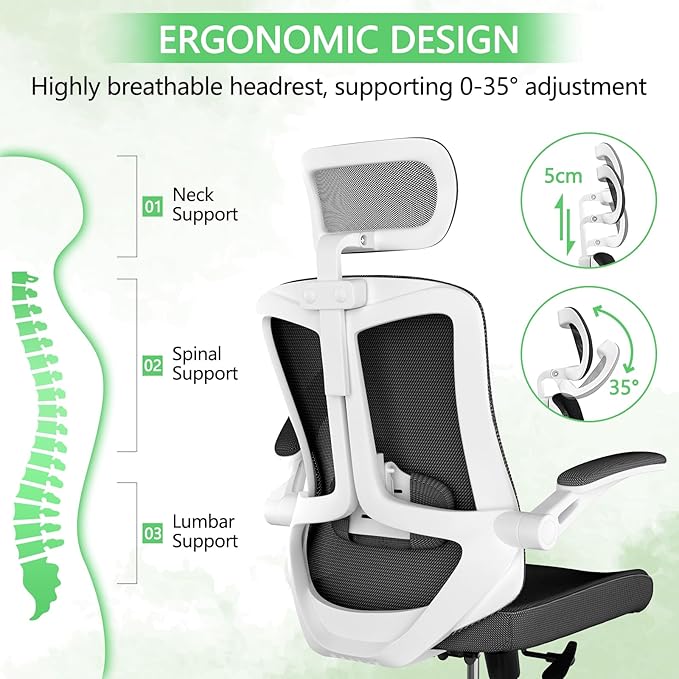 Office Desk Chair, High Back Ergonomic Comfy Offiec Chairs, Computer Mesh Chair - Image 4