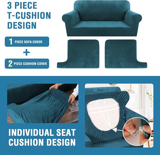 H.VERSAILTEX Sofa Cover 3 Piece T Cushion Sofa Slipcovers Thick Velvet Couch - Image 4