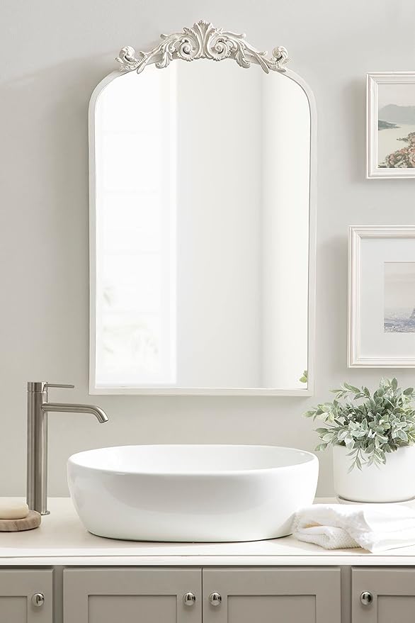 Kate and Laurel Arendahl Traditional Arch Wall Mirror; 19 x 31; Antique White; - Image 3