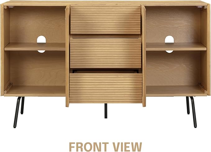 NTC MOSSIC Sideboard with 2 Doors and 3 Drawers, Buffet Cabinet with Natural - Image 5