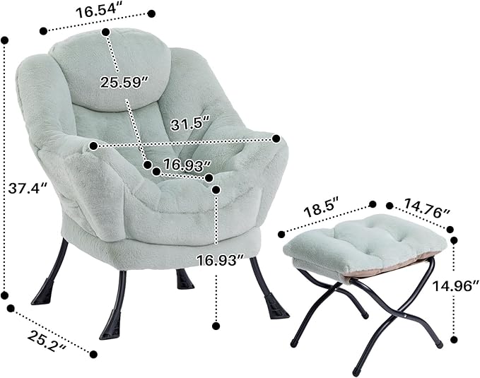 HollyHOME Fabric Lazy Chair - Image 3