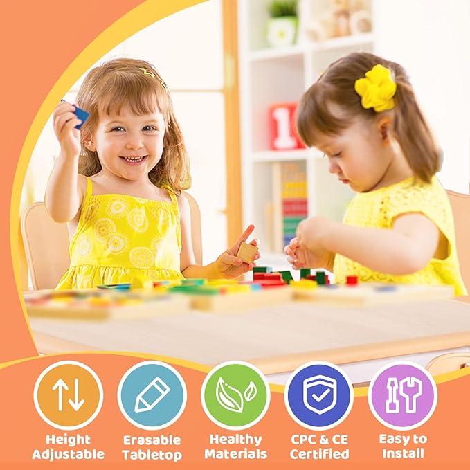 FUNLIO Kids Table and 2 Chairs Set, Height Adjustable Toddler Table and Chair - Image 2