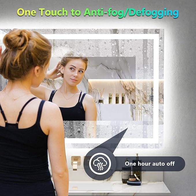 24x36 Inch RGB LED Bathroom Mirror Front Light and RGB Backlit Lighted Vanity - Image 5