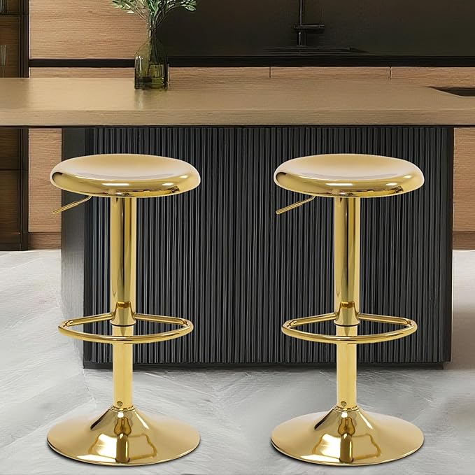 Bar Stools - 2 Pack, Adjustable Swivel Height Counter Bar Stool, Modern Metal - Image 6