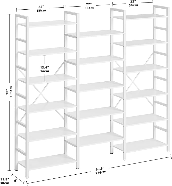 IRONCK Bookshelves 6 Tiers Triple Wide Industrial Bookshelf, Large Etagere - Image 3