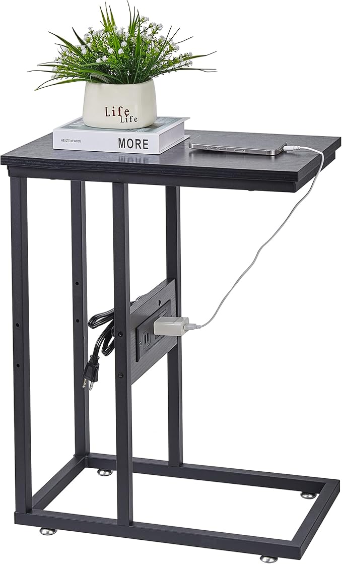 VECELO C Shaped End Side Table by VECELO