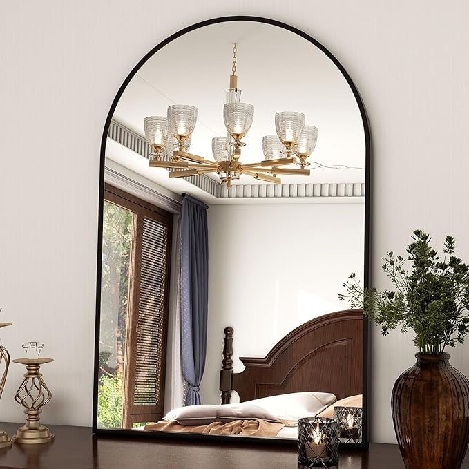 24"x36" Black Arched Bathroom Mirror - Image 8