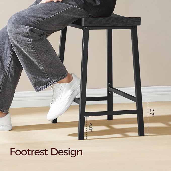 Bar Stools, Counter Height Bar Stools Set of 2, 23.7 Inch Saddle Stools - Image 3