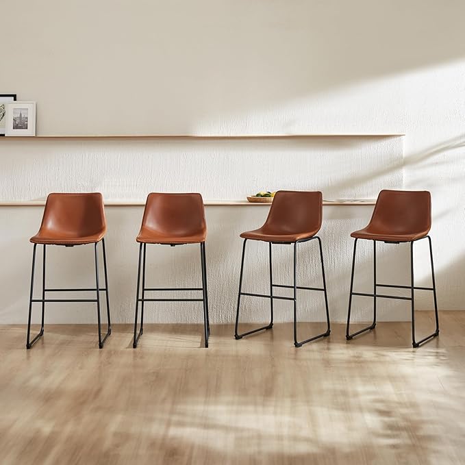 DUMOS 30 Inch Counter Height Bar Stools Set of 4, Modern Faux Leather High by DumosLifestyle