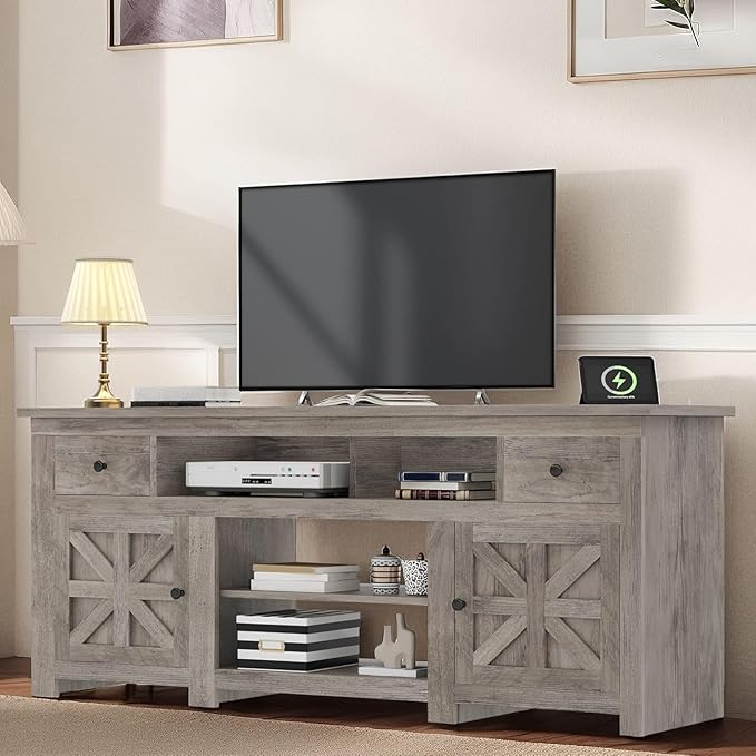 YITAHOME TV Stand for 75/80 Inch TV, Farmhouse Entertainment Center by YITAHOME