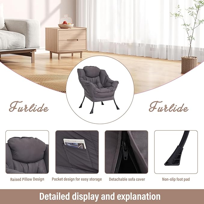 Lazy Chair for Living Room, Modern Accent Chairs - Image 5