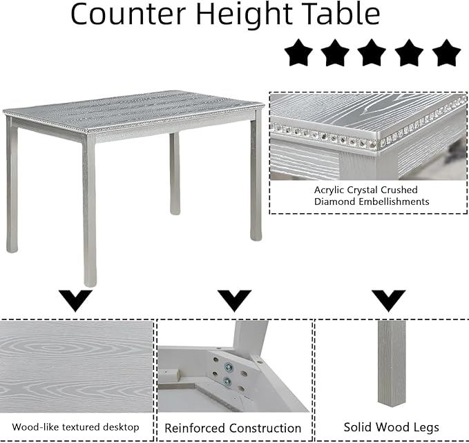 Dining Table Set for 4, 5-Piece Dining Room Table Set - Image 4