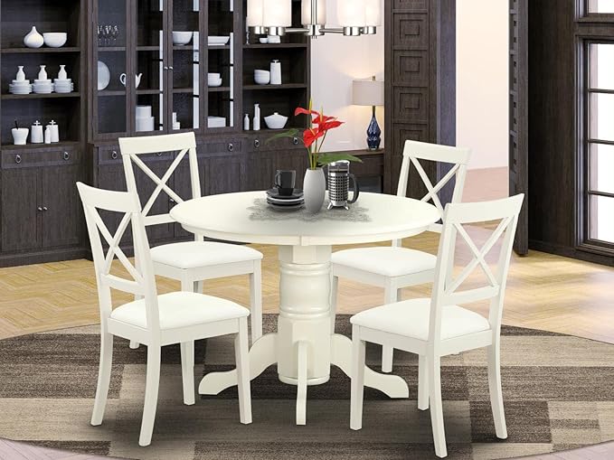 East West Furniture SHBO5-WHI-LC 5 Piece Kitchen Table Set - Image 6