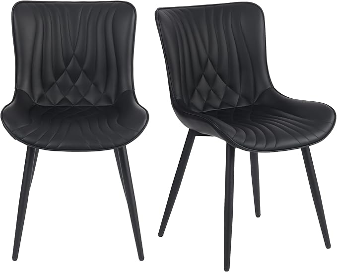 YOUTASTE Black Dining Chairs Set of 2 Upholstered Mid Century Modern Kitchen - Image 11