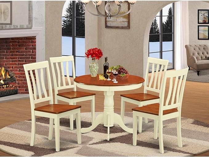 East West Furniture ANTI5-WHI-W 5 Piece Modern Dining Table Set Includes a - Image 6