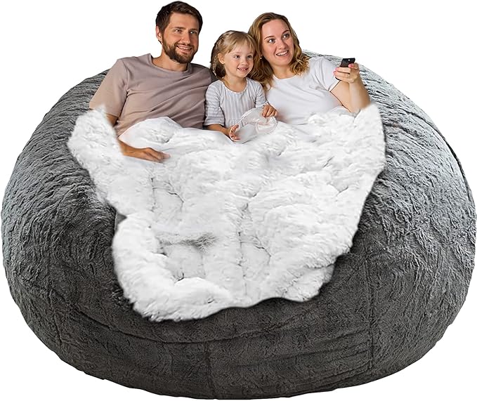 Bean Bag Chair Cover Without Filler, Big Round Soft Fluffy PV Velvet Washable by YudouTech