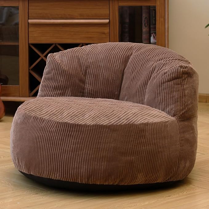 N&V Large Crescent Bean Bag Chair, Adult Size Bean Bag Sack, Foam Filling by NV
