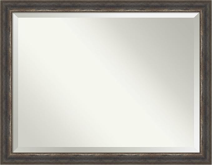 Amanti Art Brown Wall Mirror 35x45 Alta Rustic Char Rectangle Bathroom Mirror by AmantiArt