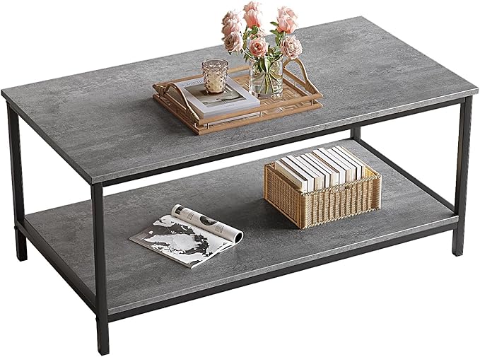 SAYGOER Coffee Table with Storage 2-Tier Industrial Center Table by Saygoer