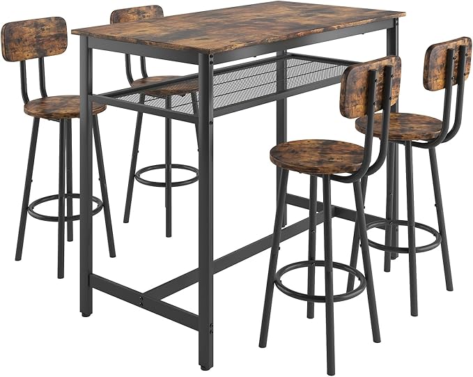 5-Piece Bar Table and Chairs Set, 43.3'' Pub Table Set Modern Small Table and - Image 6