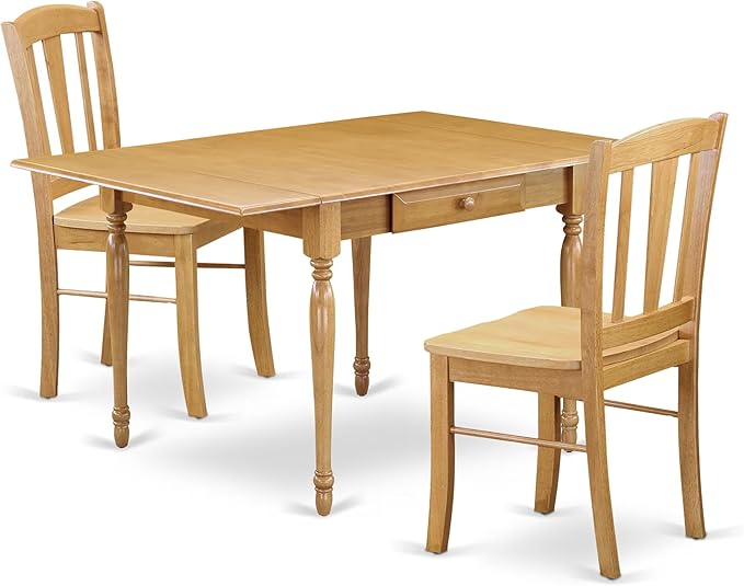 East West Furniture MZDL3-OAK-W 3 Piece Kitchen Table Set by EastWestFurniture