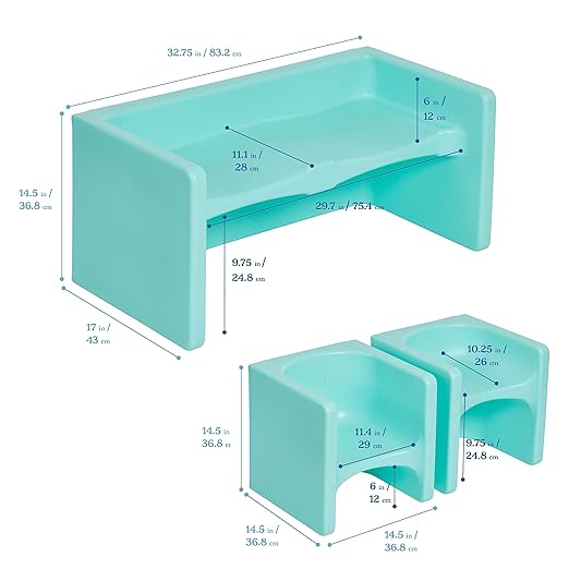 ECR4Kids Tri-Me Table and Cube Chair Set - Image 2