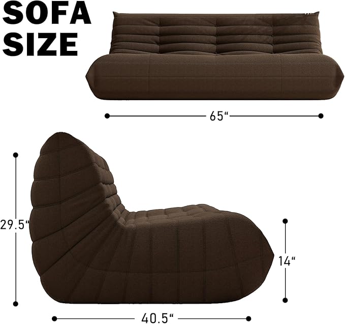 Big Bean Bag Chairs for Adults, 3 Seater Large Bean Bag Chair Sofa, Fireside - Image 2