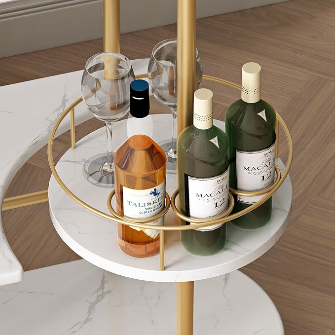 3 Tier Gold Bar Carts for Home Bar Serving Cart - Image 6